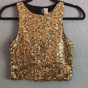 Gold Sequin Cropped Tank